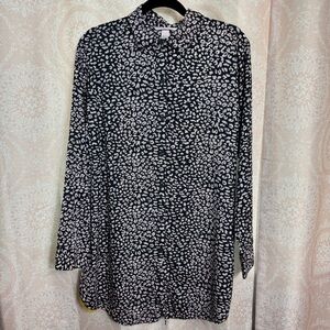 Victoria's Secret Pink Gold Charcoal Leopard Print Button Nightgown Size Medium